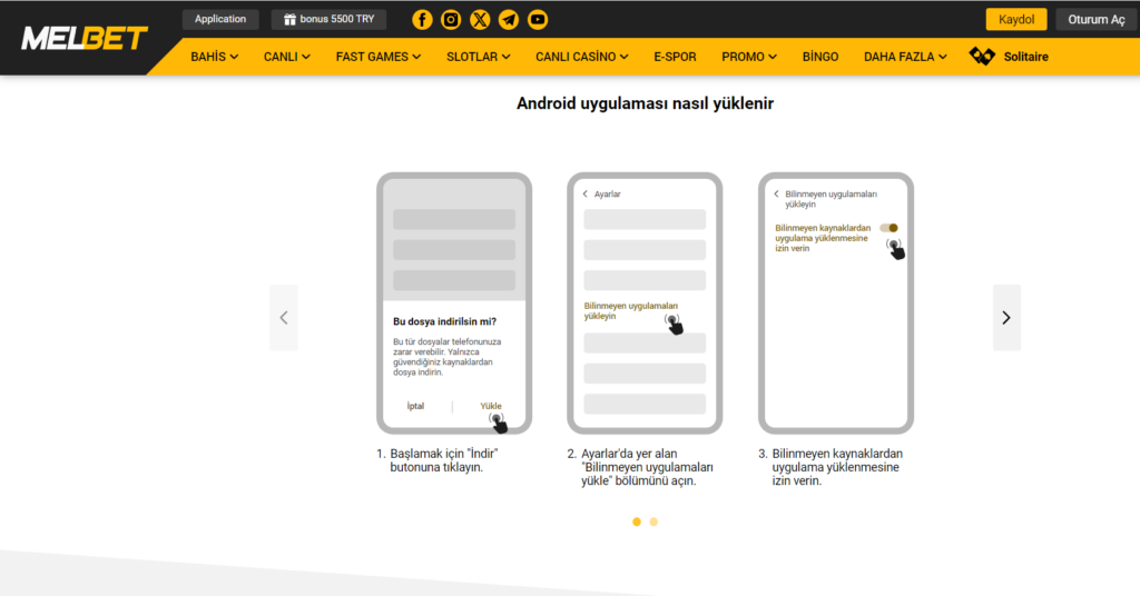 Android için MelBet İndir